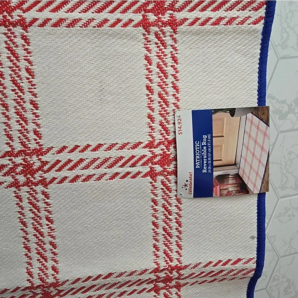 4th of July Patriotic Reversible Rug, Red/White/Blue, 36